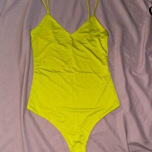 Fashion Nova Here To Stay Lime Green Cami Body Suit